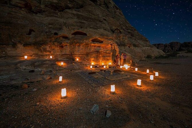 Cooking outside in little Petra between the Mountains. - Firelight, Tea, and the Night Sky