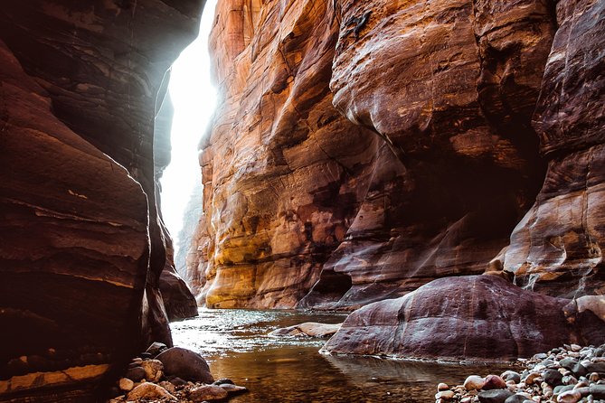 Wadi Mujib Siq Trail with Amman Panoramic&Optional Dead Sea Visit - Walking into the canyon from the visitor center